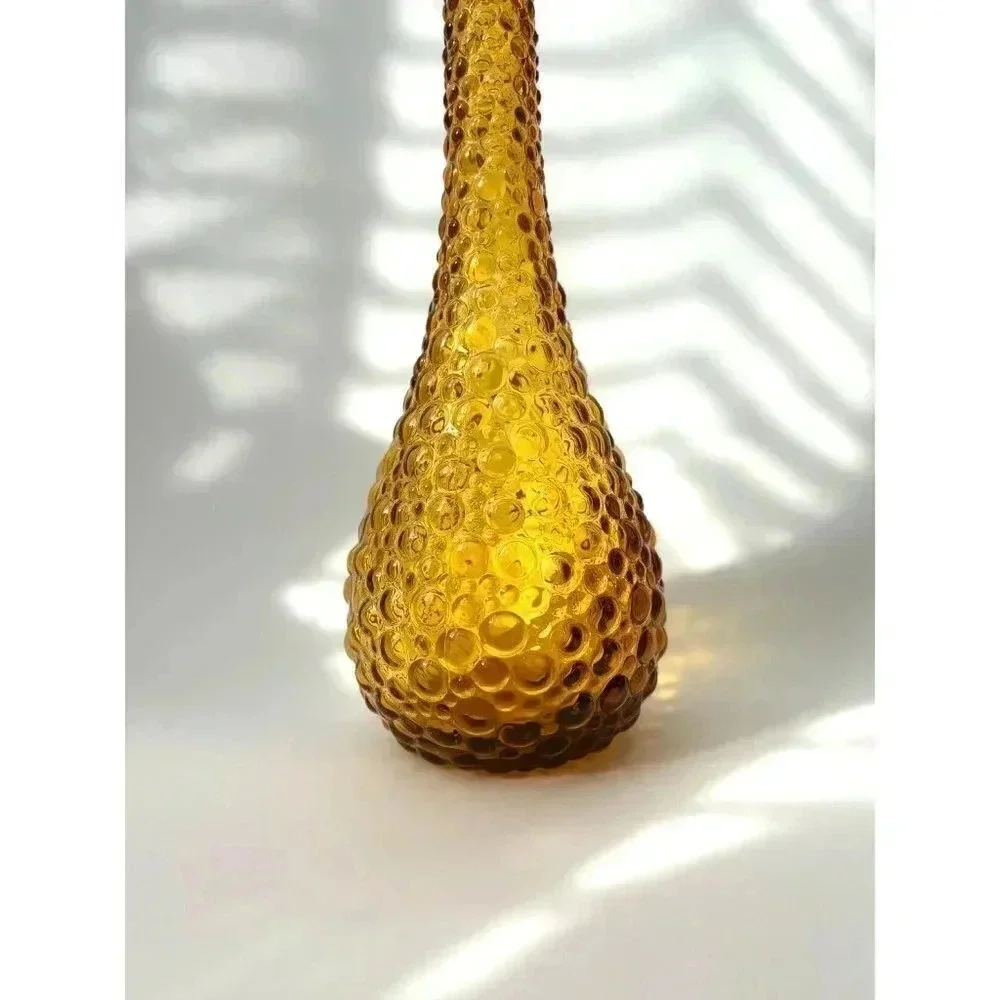 Vintage Amber Empoli Bubble Genie Decanter Bottle - Midcentury Modern